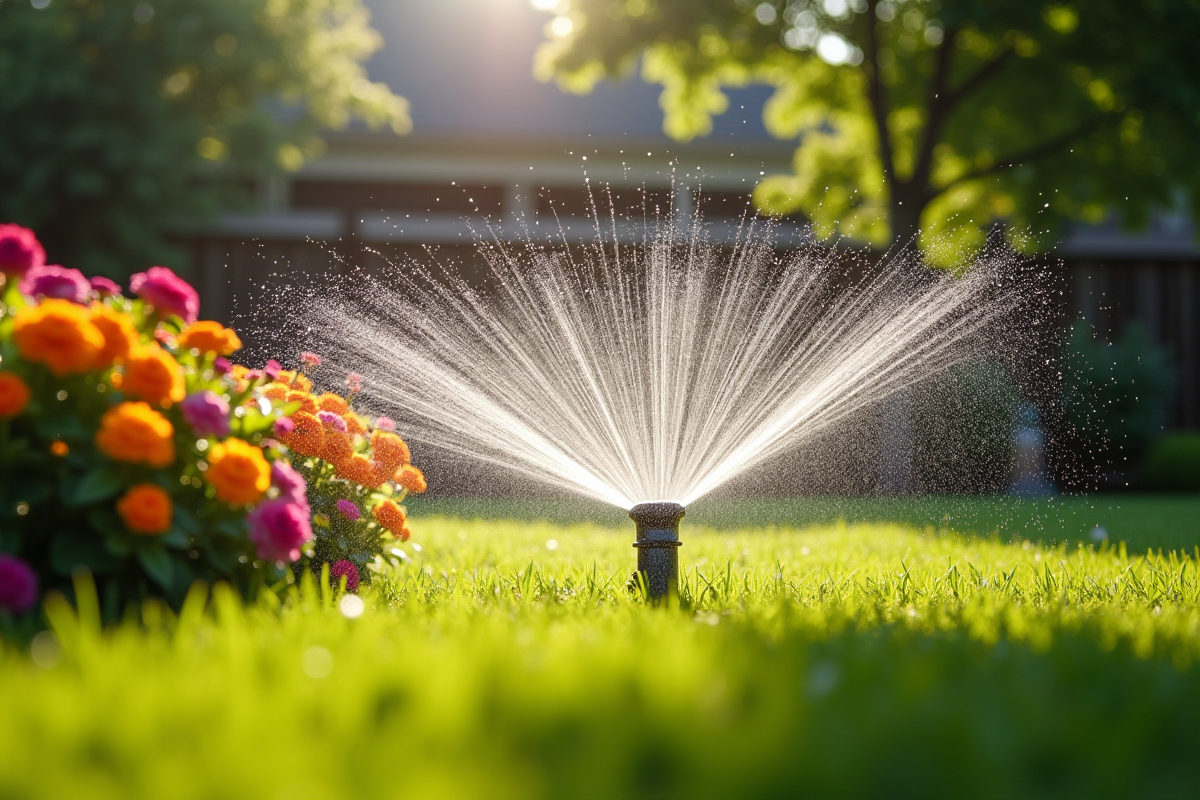 Arrosage de jardin interrompu avec gouttes d